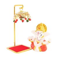 Marble Ganesh Idol Statue for Car Dashboard with Umbrella  Office Table study Table  Deacute;cor showpices-thumb2