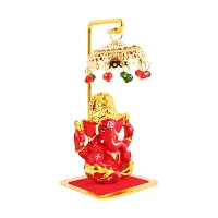 Gold plate  Ganesh Idol Statue for Car Dashboard with Umbrella  Office Table study Table  Deacute;cor showpices-thumb1