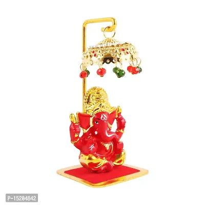 Gold plate  Ganesh Idol Statue for Car Dashboard with Umbrella  Office Table study Table  Deacute;cor showpices-thumb2