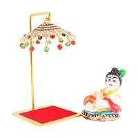 Marble Ladu gopal Idol Statue for Car Dashboard with Umbrella  Office Table study Table  Deacute;cor showpices-thumb2