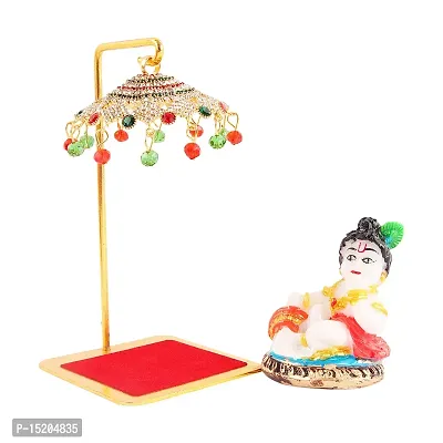 Marble Ladu gopal Idol Statue for Car Dashboard with Umbrella  Office Table study Table  Deacute;cor showpices-thumb3