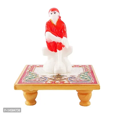 Italian Marble Saibaba On Marble Sinhasan Idol And Figurine For Home And Pooja Room-thumb0