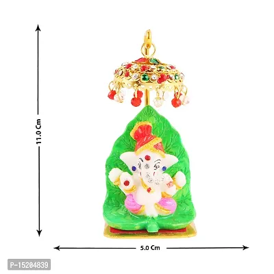 Marble Ganesh Idol Statue for Car Dashboard with Umbrella  Office Table study Table  Deacute;cor showpices-thumb4