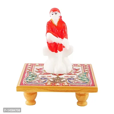 Italian Marble Saibaba On Marble Sinhasan Idol And Figurine For Home And Pooja Room-thumb0