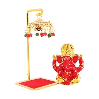 Gold plate  Ganesh Idol Statue for Car Dashboard with Umbrella  Office Table study Table  Deacute;cor showpices-thumb2