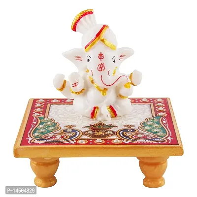Italian Marble Ganesh Idols On Marble Sinhasan Idol And Figurine For Home And Pooja Room-thumb0