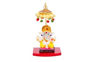 Car dashborad idols ganesh ji with gold stand / office /study table-thumb1