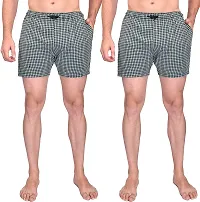 Ameena Store Men's Ultra-Light Soft Cotton Checkered Boxer Shorts with Pocket ( Pack of 2 ) - Made in India-thumb3