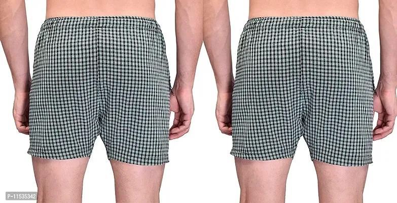 Ameena Store Men's Ultra-Light Soft Cotton Checkered Boxer Shorts with Pocket ( Pack of 2 ) - Made in India-thumb5