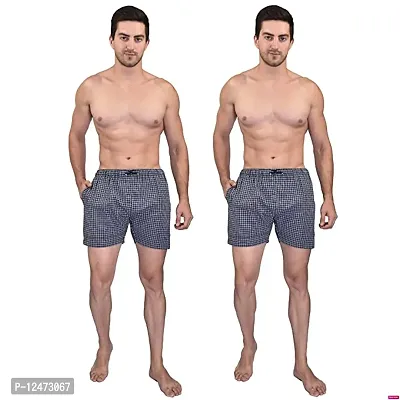 Stylish Fancy Cotton Boxer Shorts With Pocket For Men Pack Of 2