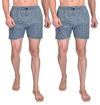 Ameena Store Men's Ultra-Light Soft Cotton Checkered Boxer Shorts with Pocket ( Pack of 2 ) - Made in India-thumb3