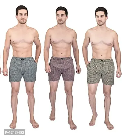 Stylish Fancy Cotton Boxer Shorts With Pocket For Men Pack Of 3