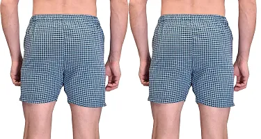 Ameena Store Men's Ultra-Light Soft Cotton Checkered Boxer Shorts with Pocket ( Pack of 2 ) - Made in India-thumb4