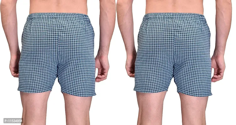 Ameena Store Men's Ultra-Light Soft Cotton Checkered Boxer Shorts with Pocket ( Pack of 2 ) - Made in India-thumb5