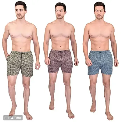 Stylish Fancy Cotton Boxer Shorts With Pocket For Men Pack Of 3