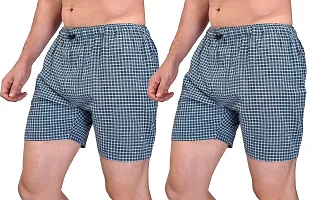 Ameena Store Men's Ultra-Light Soft Cotton Checkered Boxer Shorts with Pocket ( Pack of 2 ) - Made in India-thumb1