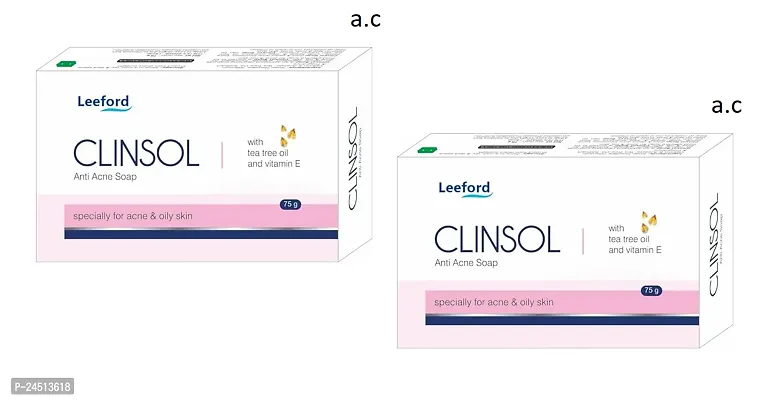 Leeford Clinsol Soap , Enriched Tea Tree Oil with Vitamin E for Soft Skin pack of 2