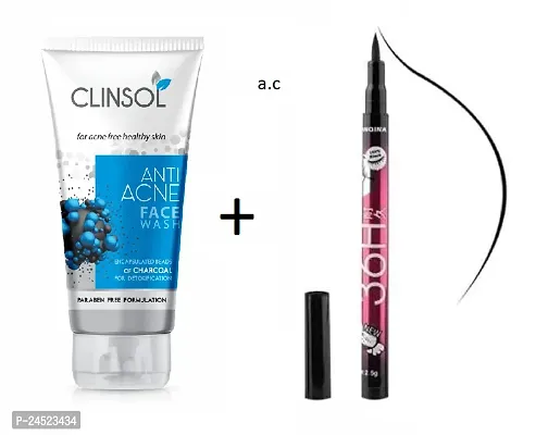 CLINSOL FACE WASH AND 36-H EYELINER COMBO