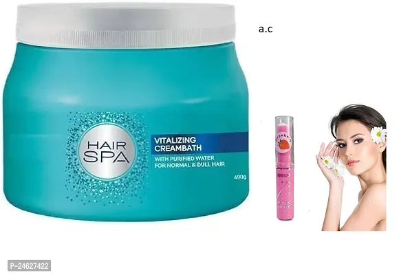 Hair Spa Vitalizing Creambath 490g with pink magic lip balm-thumb0