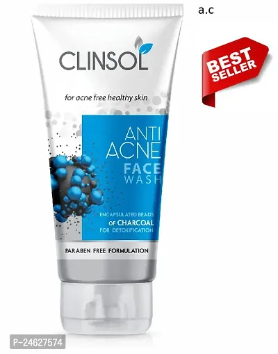 Leeford Men  Women's Clinsol Anti Acne Charcoal Face Wash with encapsulated beads of charcoal for detoxifying, Helps to Make Healthy and Acne-Free Skin-thumb0