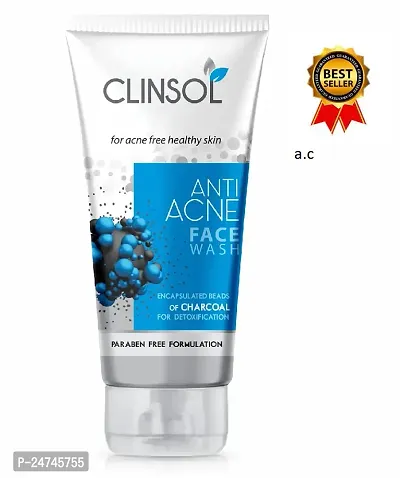 Leeford Men  Women's Clinsol Anti Acne Charcoal Face Wash with encapsulated beads of charcoal for detoxifying, Helps to Make Healthy-thumb0