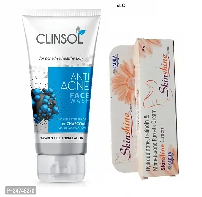 NEW CLINSOL ACTIVATED CHARECOAL FACEWASH FOR SKIN CLEANSING PACK OF - 1 with Skins shiine cream