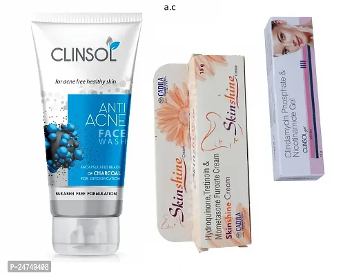 Clinsol face wash +skin shine cream  clinsol gel-thumb0