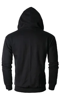 Black Printed Cotton Blend Hooded Sweatshirt-thumb3