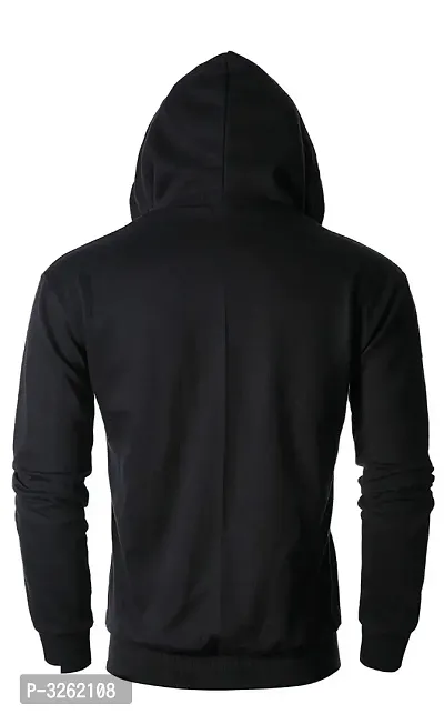 Black Printed Cotton Blend Hooded Sweatshirt-thumb4