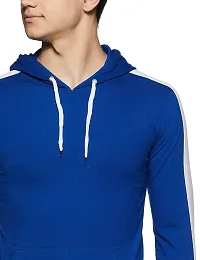 TeeBustrr? Men's cotton Regular Fit v-neck Sweatshirt with hoodie ( FBM-Strip-Hood(BLU)-XL)-thumb2