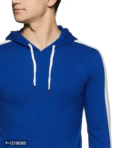 TeeBustrr? Men's cotton Regular Fit v-neck Sweatshirt with hoodie ( FBM-Strip-Hood(BLU)-XL)-thumb3