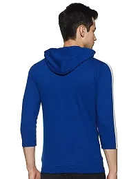 TeeBustrr? Men's cotton Regular Fit v-neck Sweatshirt with hoodie ( FBM-Strip-Hood(BLU)-XL)-thumb1