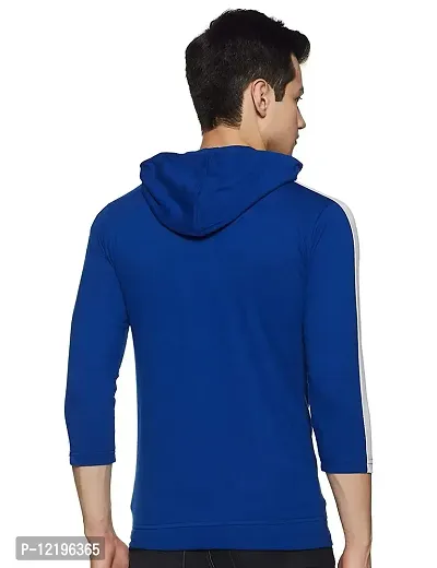 TeeBustrr? Men's cotton Regular Fit v-neck Sweatshirt with hoodie ( FBM-Strip-Hood(BLU)-XL)-thumb2