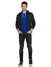 TeeBustrr? Men's cotton Regular Fit v-neck Sweatshirt with hoodie ( FBM-Strip-Hood(BLU)-XL)-thumb3