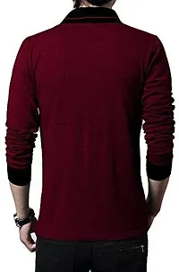 Stylish Cotton Maroon Solid Full Sleeves T-shirt For Men-thumb1