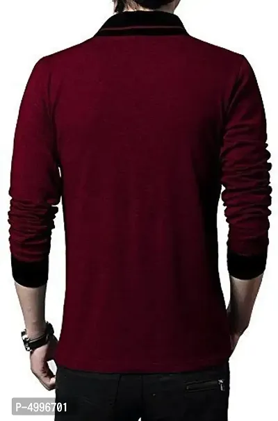 Stylish Cotton Maroon Solid Full Sleeves T-shirt For Men-thumb2