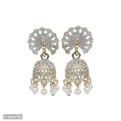 Nation Craft Sparkling White Peacock Chandelier Dangle Earrings For Women And Girls