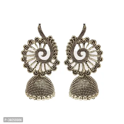 Peacock Jhumka Golden Earrings For Women And Girls-thumb0