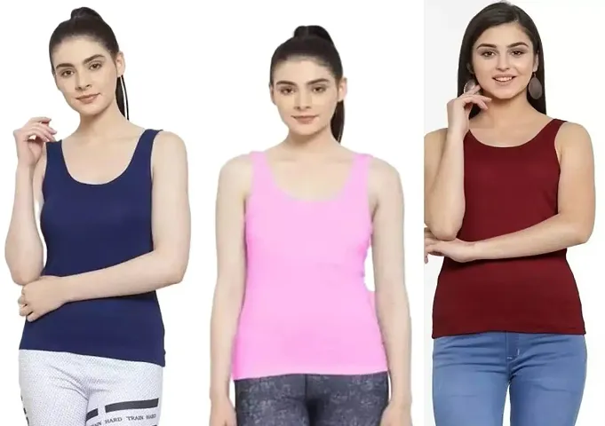 Stylish Multicolored Tank Top For Women Pack Of 3