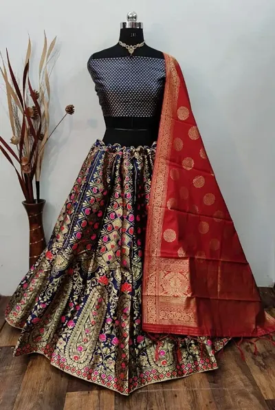 Stylish Brocade Lehenga Choli And Banarasi Silk Dupatta