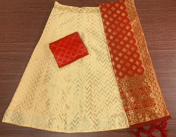 Beautiful Brocade Semi Stitched Lehenga Choli For Women