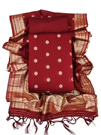 Womens Maroon Jacquard Banarasi Silk Woven Salwar Suit (Dress) Material With Dupatta.(Krishvi)-thumb1