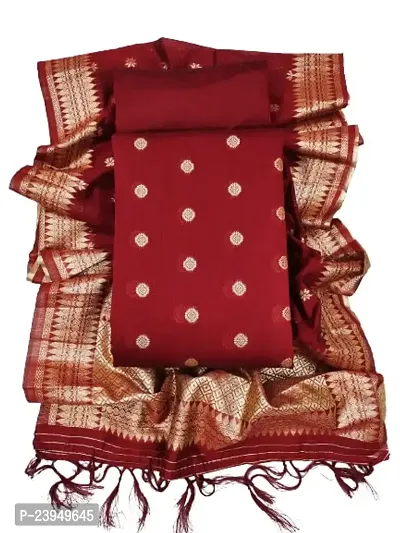 Womens Maroon Jacquard Banarasi Silk Woven Salwar Suit (Dress) Material With Dupatta.(Krishvi)-thumb2