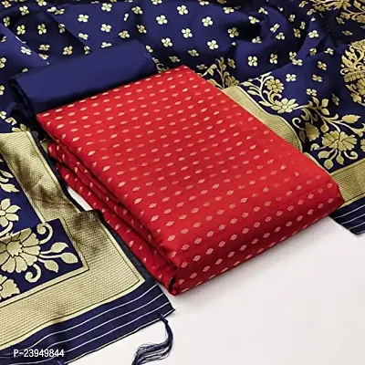 Womens Red Jacquard Banarasi Silk Woven Salwar Suit (Dress) Material With Dupatta.(Meera)-thumb0