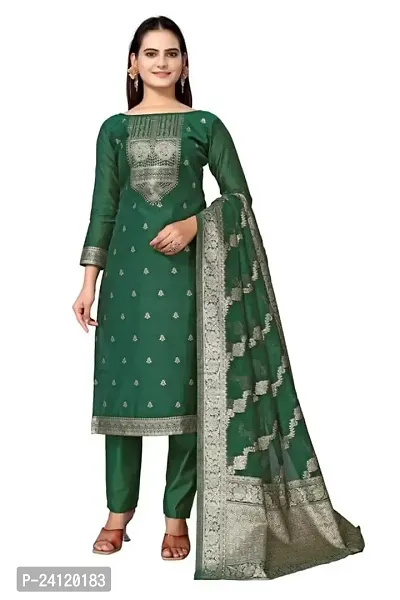 Classic Banarasi Silk Dress Material With Dupatta-thumb0