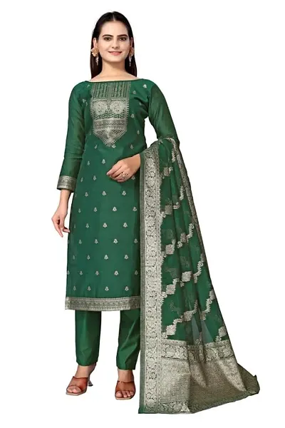 Classic Banarasi Silk Dress Material With Dupatta