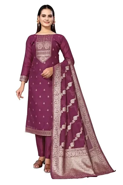 Classic Banarasi Silk Dress Material With Dupatta