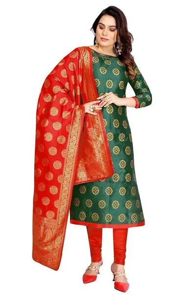 Classic Banarasi Silk Dress Material With Dupatta