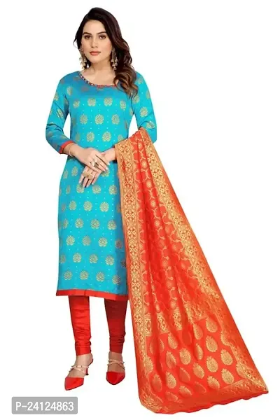 Classic Banarasi Silk Dress Material With Dupatta-thumb0