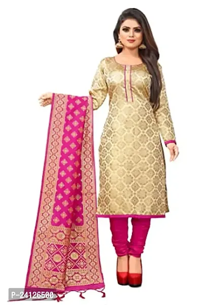Classic Banarasi Silk Dress Material With Dupatta For Women-thumb0